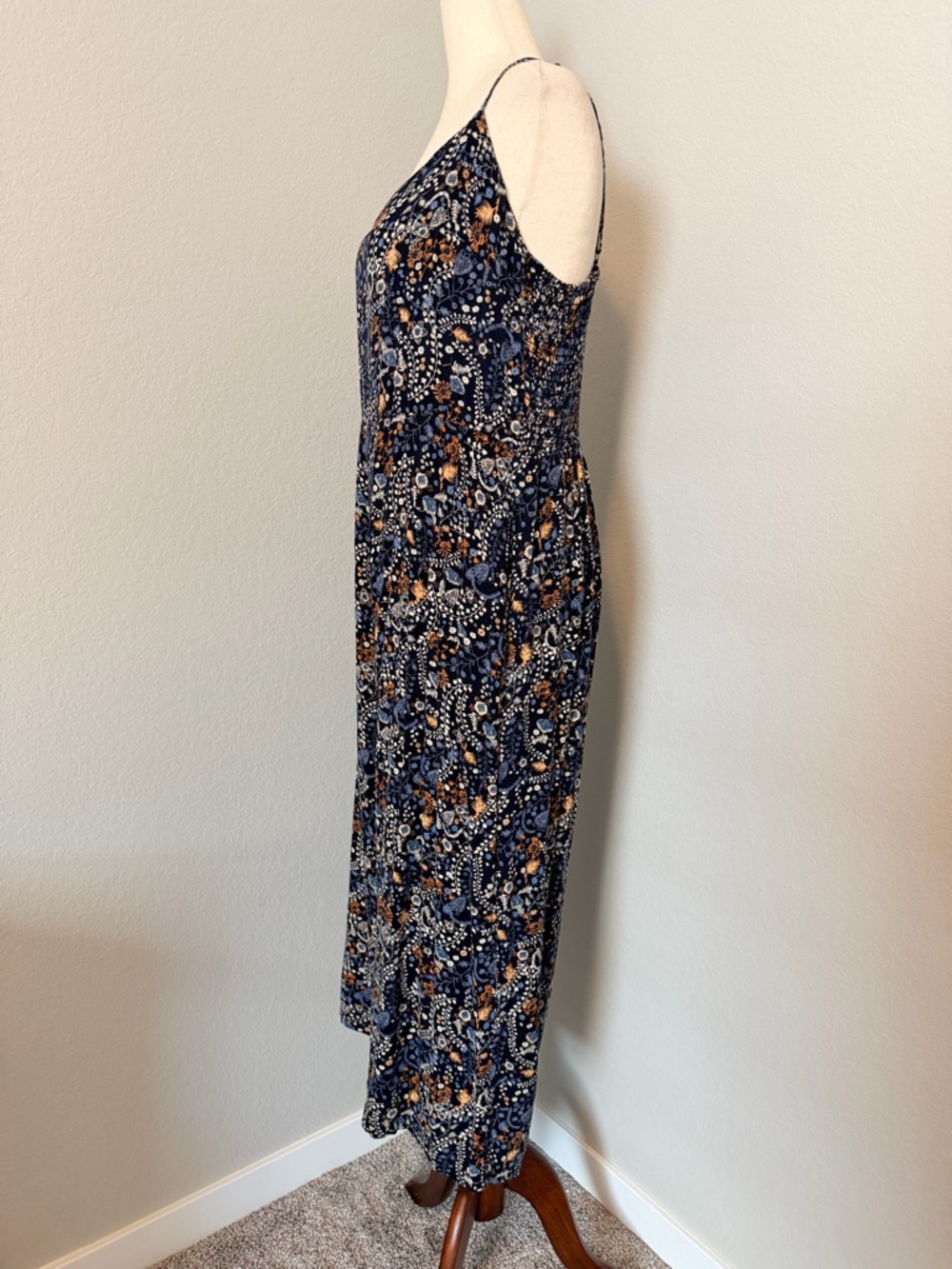 Roan + Ryan Elaine Navy Floral Wide Leg Jumpsuit - Size Large - Picture 4 of 10